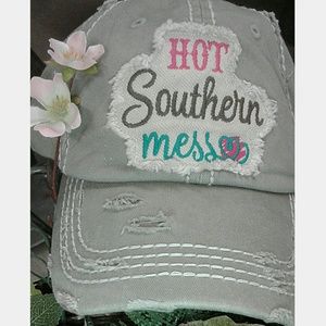 Hot Southern Mess Distressed Hat NWT
